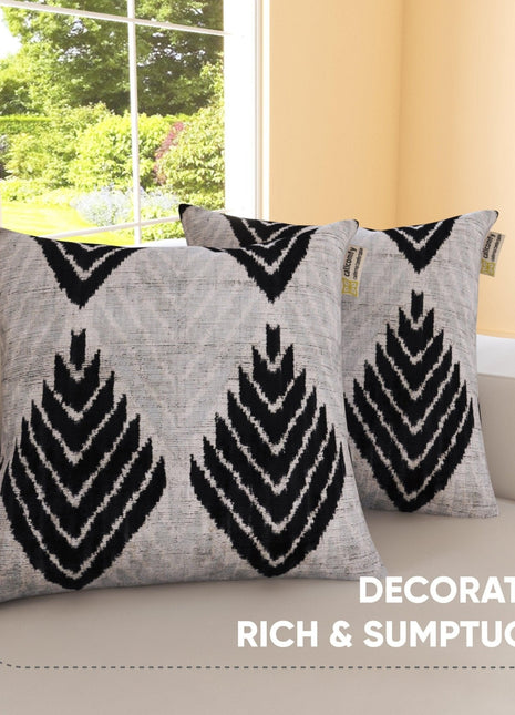 Canvello Handmade Luxury Black Silk Pillows - Set of 2 | 18x18 |