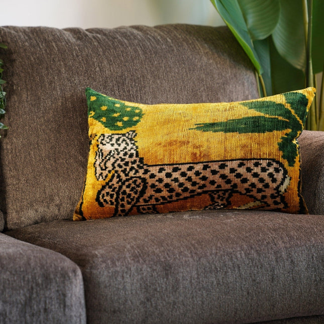 Canvello Handmade Luxury Yellow Tiger Throw Pillows - 16x24 in