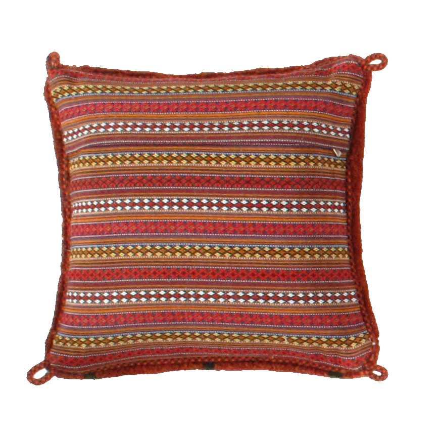 Decorative pillow with striped pattern on a white background