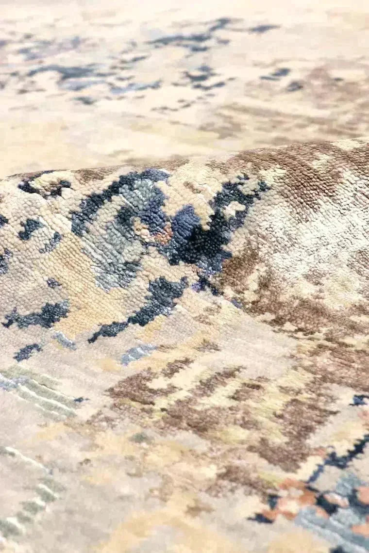 Close-up of a textured rug with geometric pattern