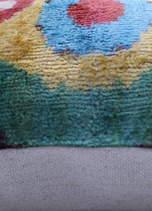 Canvello Silk Velvet Gold Blue Red Pillows - 16x16 in