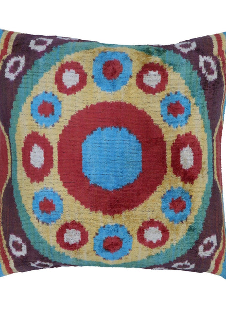 Canvello Silk Velvet Gold Blue Red Pillows - 16x16 in