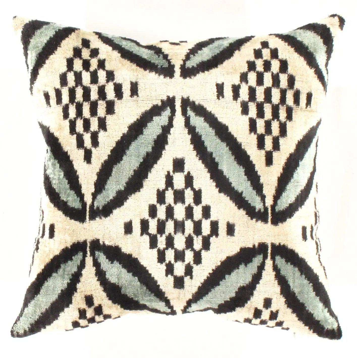 Decorative pillow with geometric pattern on a white background
