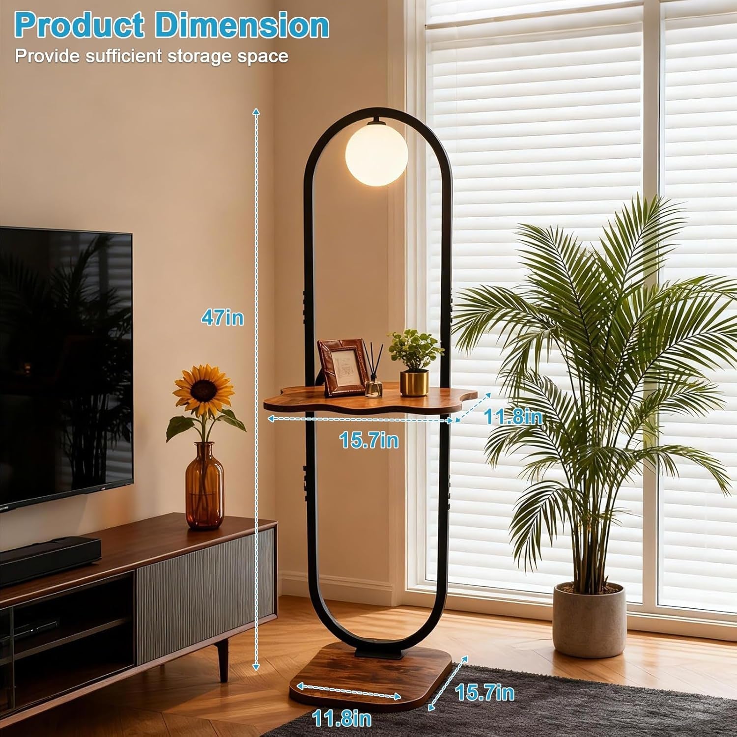 Floor Lamp Featuring Integrated Table