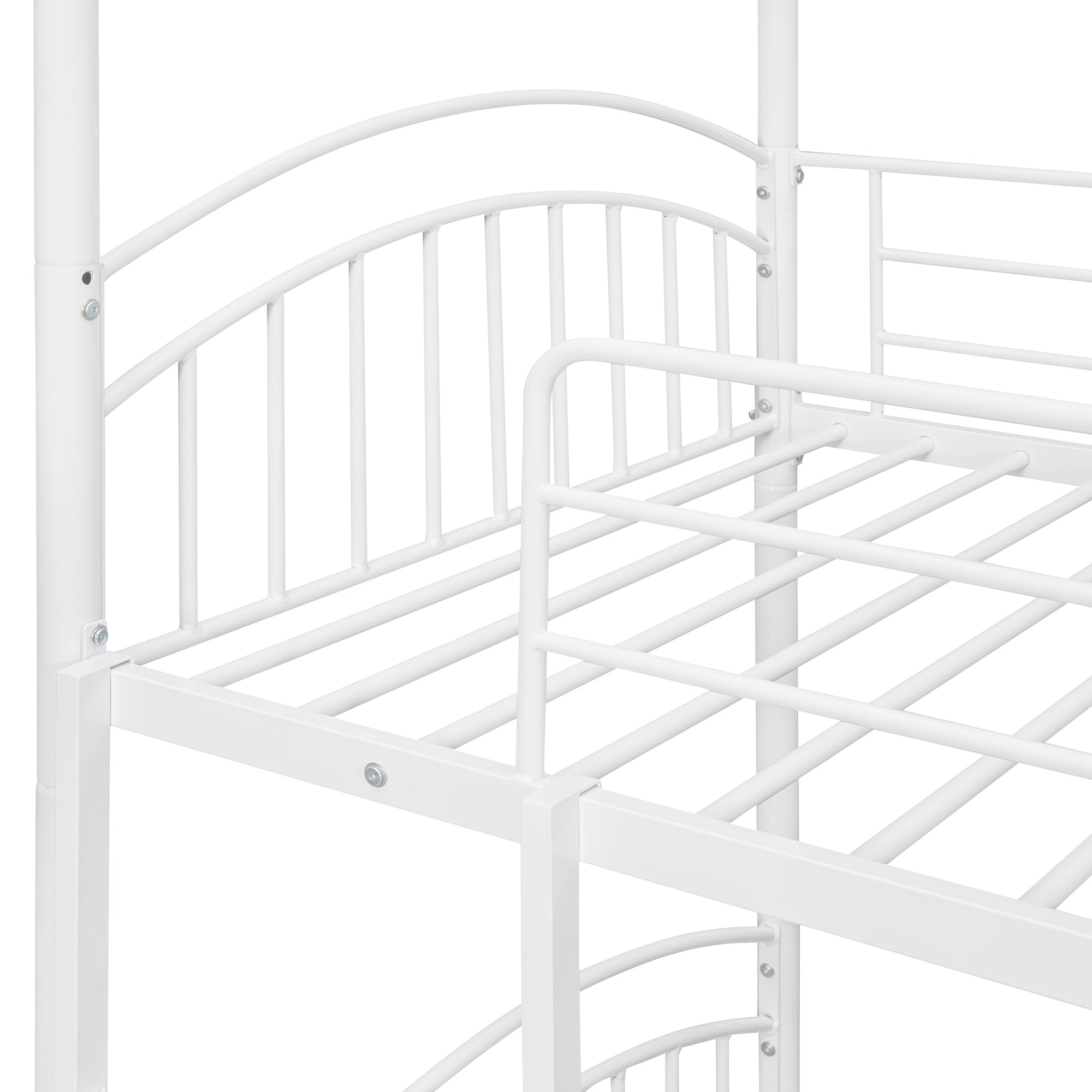 Twin Over Twin Metal Bunk Bed With Slide, Kids House Bed