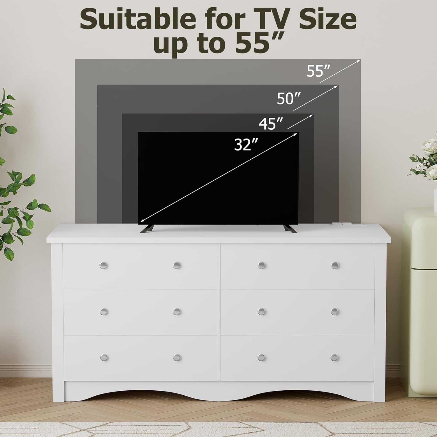 Eggshell WardrobeSystem Six Drawer Dresser With USB Type C Charging-3