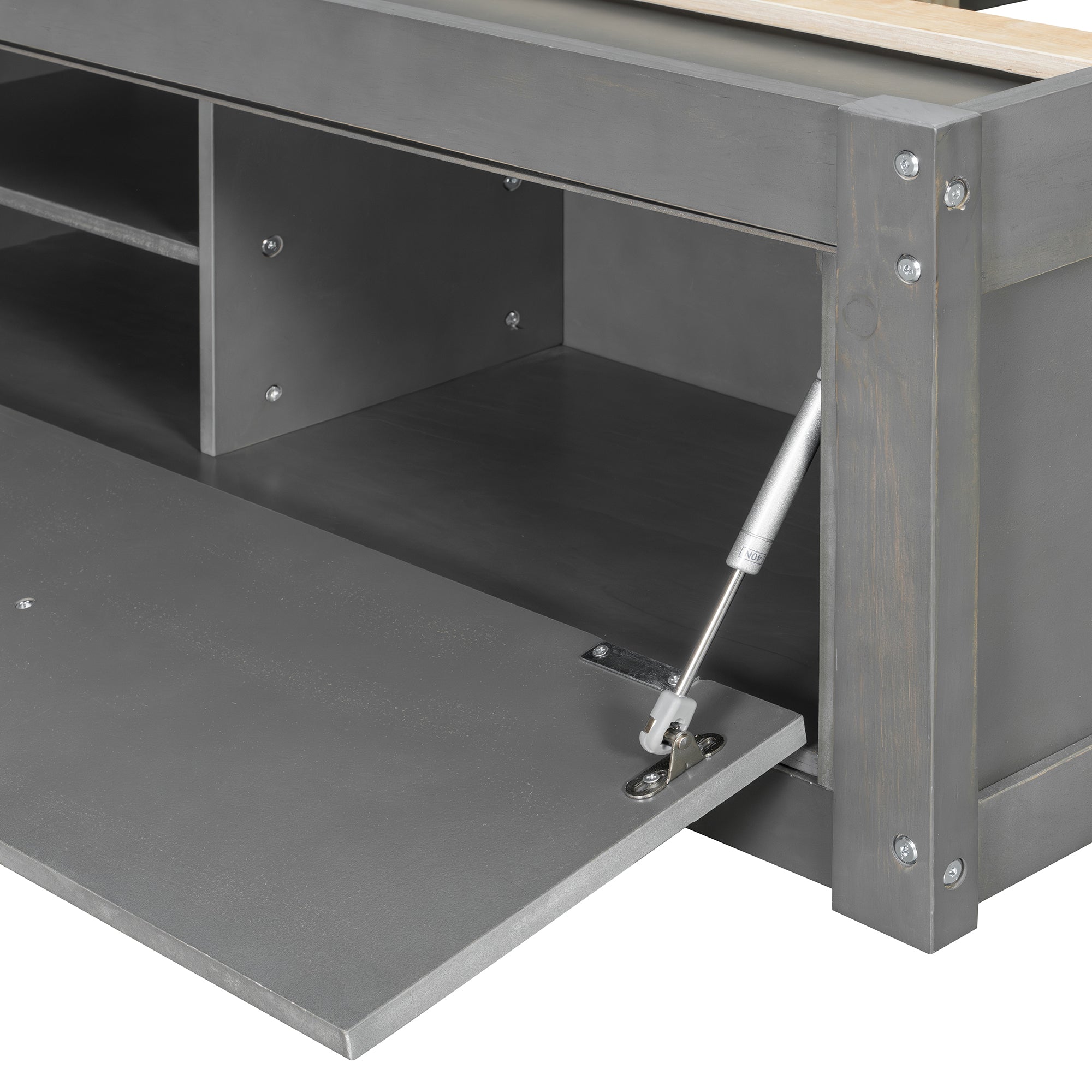 Platform Bed Frame with 4 Storage Drawers and Hydraulic Lift Footboard