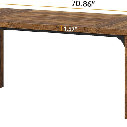 Wooden table with dimensions labeled on a white background