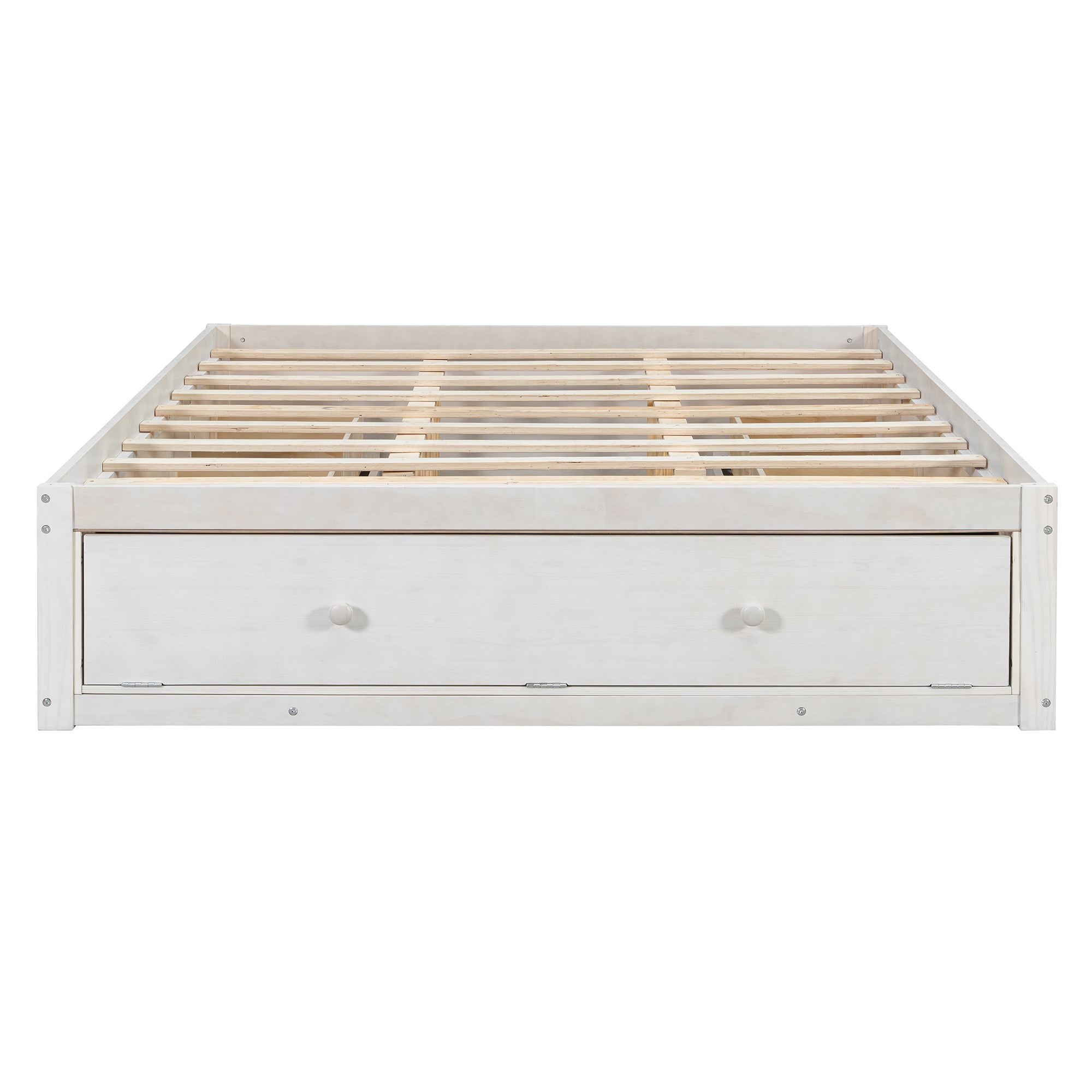 Platform Bed Frame with 4 Storage Drawers and Hydraulic Lift Footboard