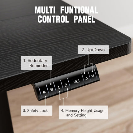 47.2 Inch Electric Standing Desk, Height Adjustable Sit Stand Up, Wood Desktop, Work Home Office Computer PC Table, Tall Standup Workstation, Gaming Writing Study Bedroom Rising Desks, Black-4