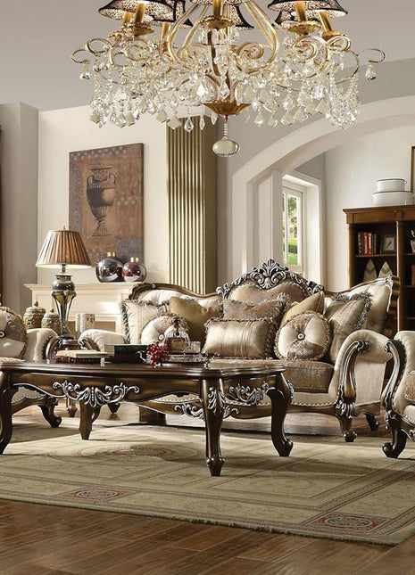 4 Pieces Traditional Collection Living Room Furniture Set Includes Sofa W/7 Pillows, Loveseat W/5 Pillows, Chair W/2 Pillows and Coffee Table (B)-0