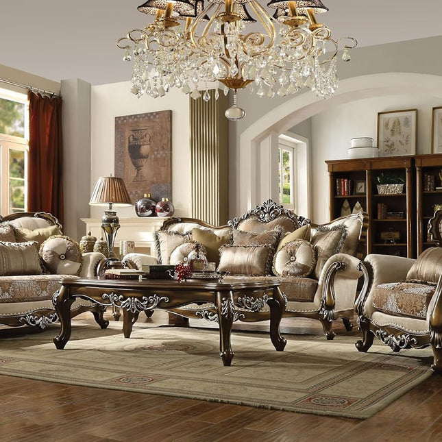 4 Pieces Traditional Collection Living Room Furniture Set Includes Sofa W/7 Pillows, Loveseat W/5 Pillows, Chair W/2 Pillows and Coffee Table (B)-0