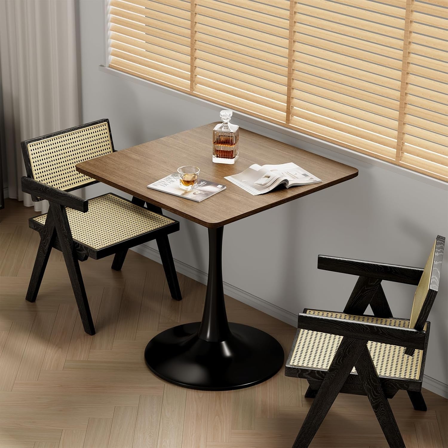 Walnut Finish Tulip Contemporary Dining Table For Two-4