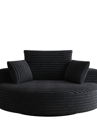 55''L Corduroy Chenille Foam Single Swivel Chair, Fluffy Modern Sleeper, 360 Degree Swivel Chair for Living Room, Bedroom, Lounge and Projection Room-4
