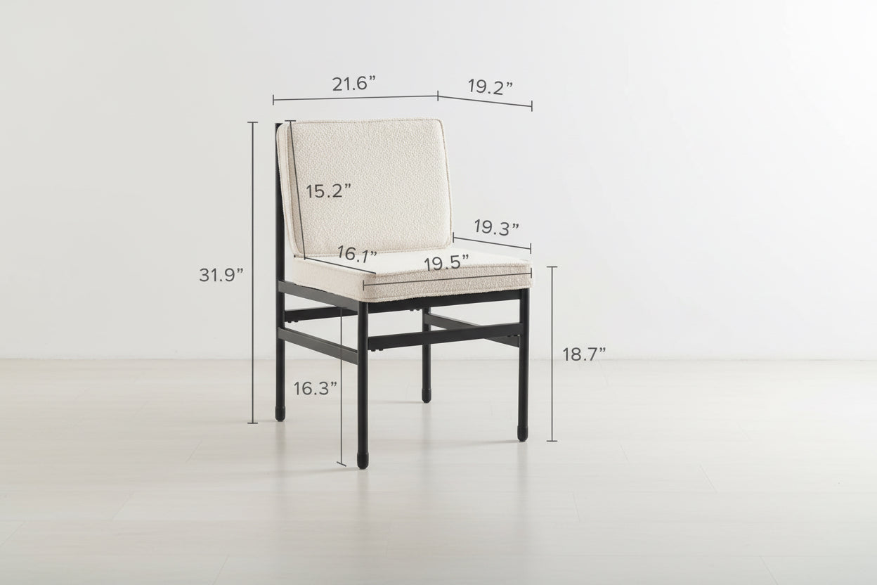 Measurement chart for a chair with dimensions and load capacity on a white background