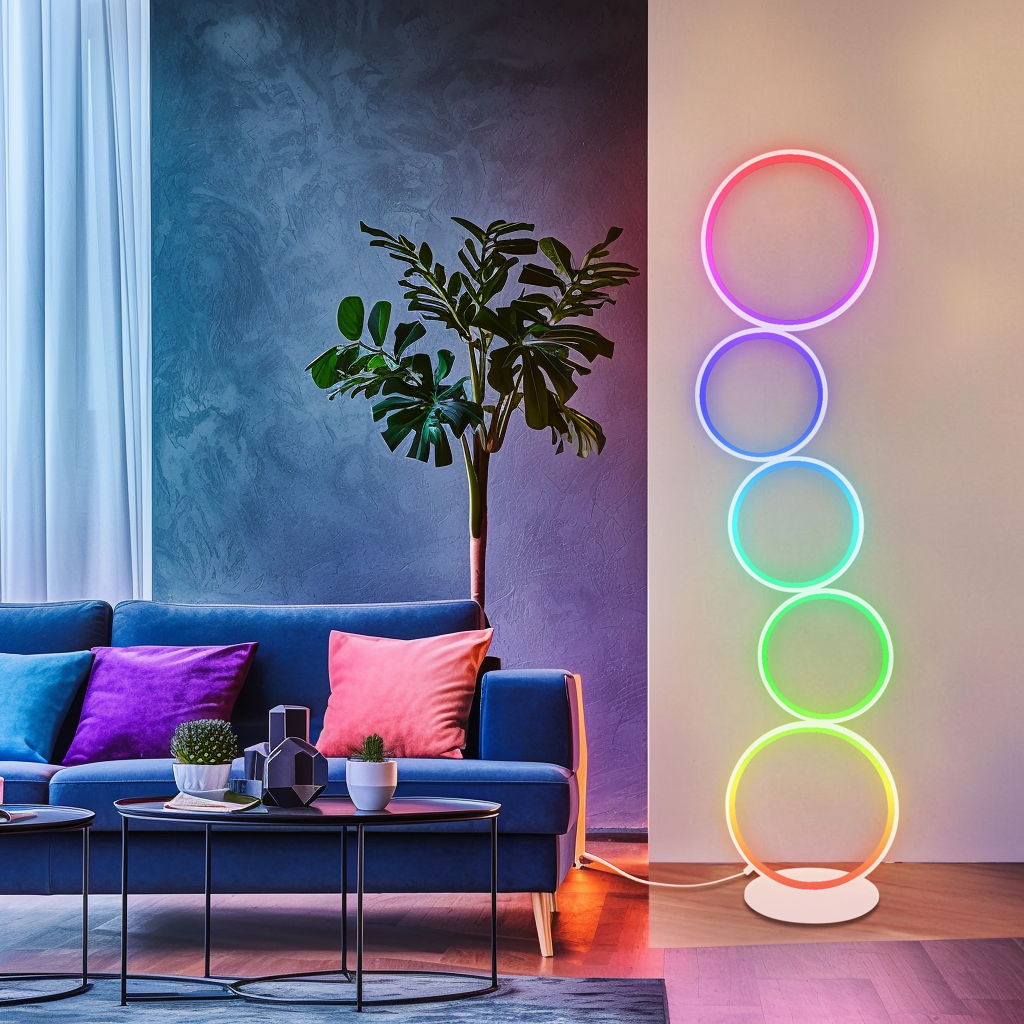 RGB Minimalist Circular Floor Lamp-3