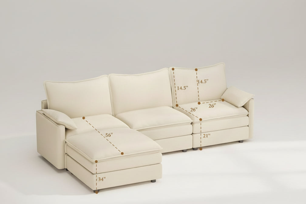 Comfy 108 Inch Modular Sectional Sofa With Ottoman-1