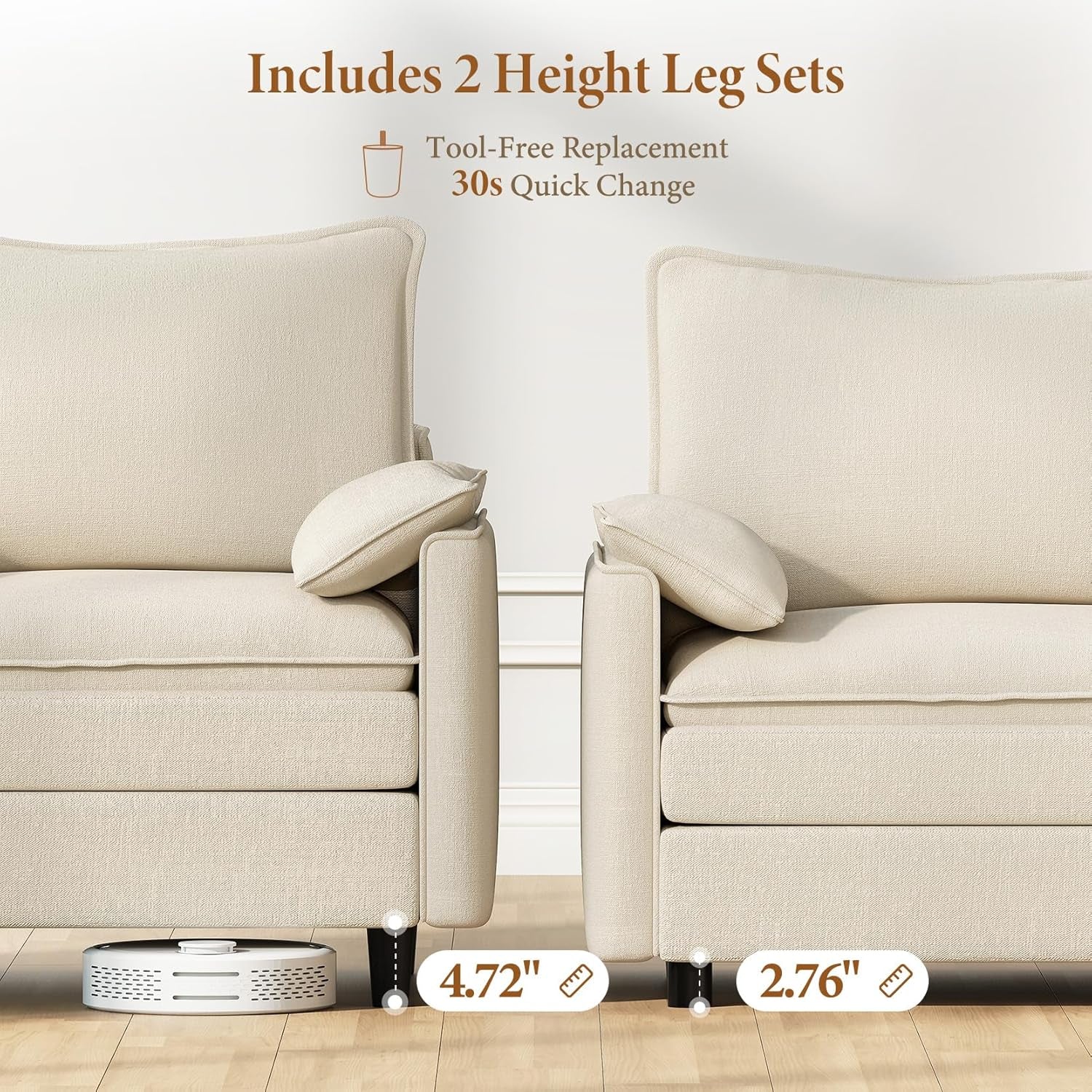 Comfy 108 Inch Modular Sectional Sofa With Ottoman-2