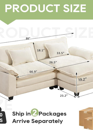 Comfy Cloud Couch Modular Sofa with Ottoman and Pillows-1