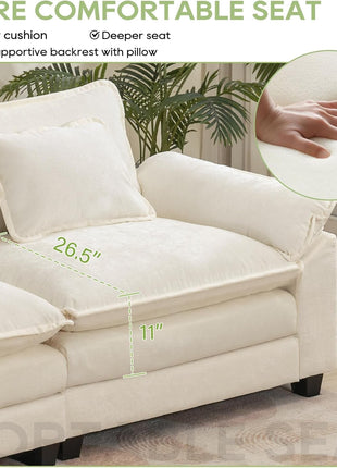 Comfy Cloud Couch Modular Sofa with Ottoman and Pillows-3