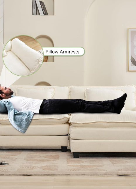 Comfy Cloud Couch Modular Sofa with Ottoman and Pillows-4