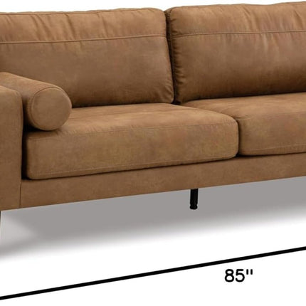 Contemporary Dark Brown Faux Leather Sofa with Pillows-2