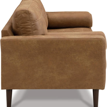 Contemporary Dark Brown Faux Leather Sofa with Pillows-4