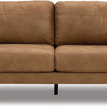 Contemporary Dark Brown Faux Leather Sofa with Pillows-3