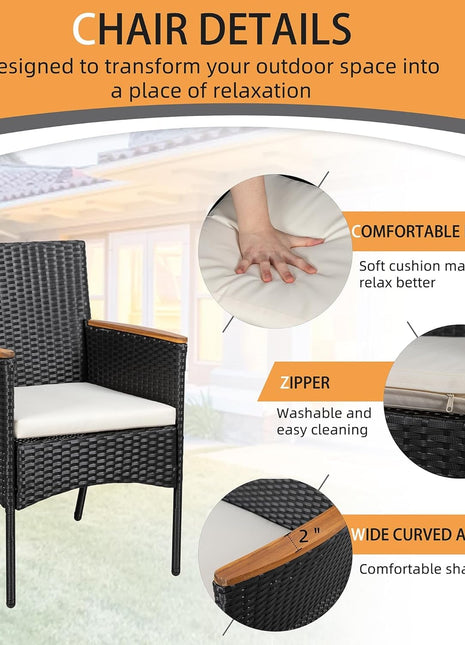 Outdoor Wicker Patio Furniture Set with Cushions-3