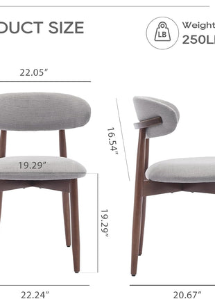 Wooden Dining Chairs Set of 6, Modern Fabric Upholstered Kitchen Side Chairs, Farmhouse Dining Room Chair with Foot Pegs, Light Grey-1