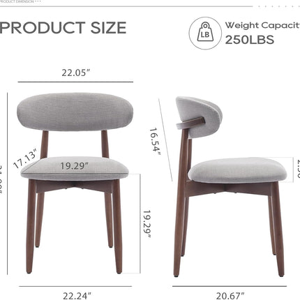 Wooden Dining Chairs Set of 6, Modern Fabric Upholstered Kitchen Side Chairs, Farmhouse Dining Room Chair with Foot Pegs, Light Grey-1
