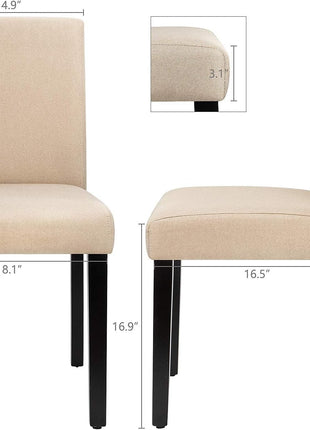 Dining Chairs Urban Style Fabric Parson Chairs Kitchen Living Room Armless Side Chair with Solid Wood Legs Set of 4 (Beige)-2