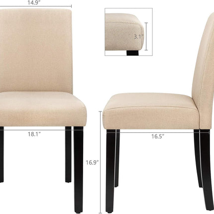Dining Chairs Urban Style Fabric Parson Chairs Kitchen Living Room Armless Side Chair with Solid Wood Legs Set of 4 (Beige)-2
