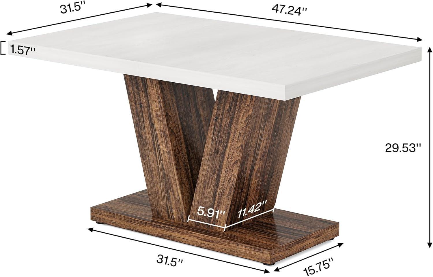 Dining table with dimensions labeled on a white background