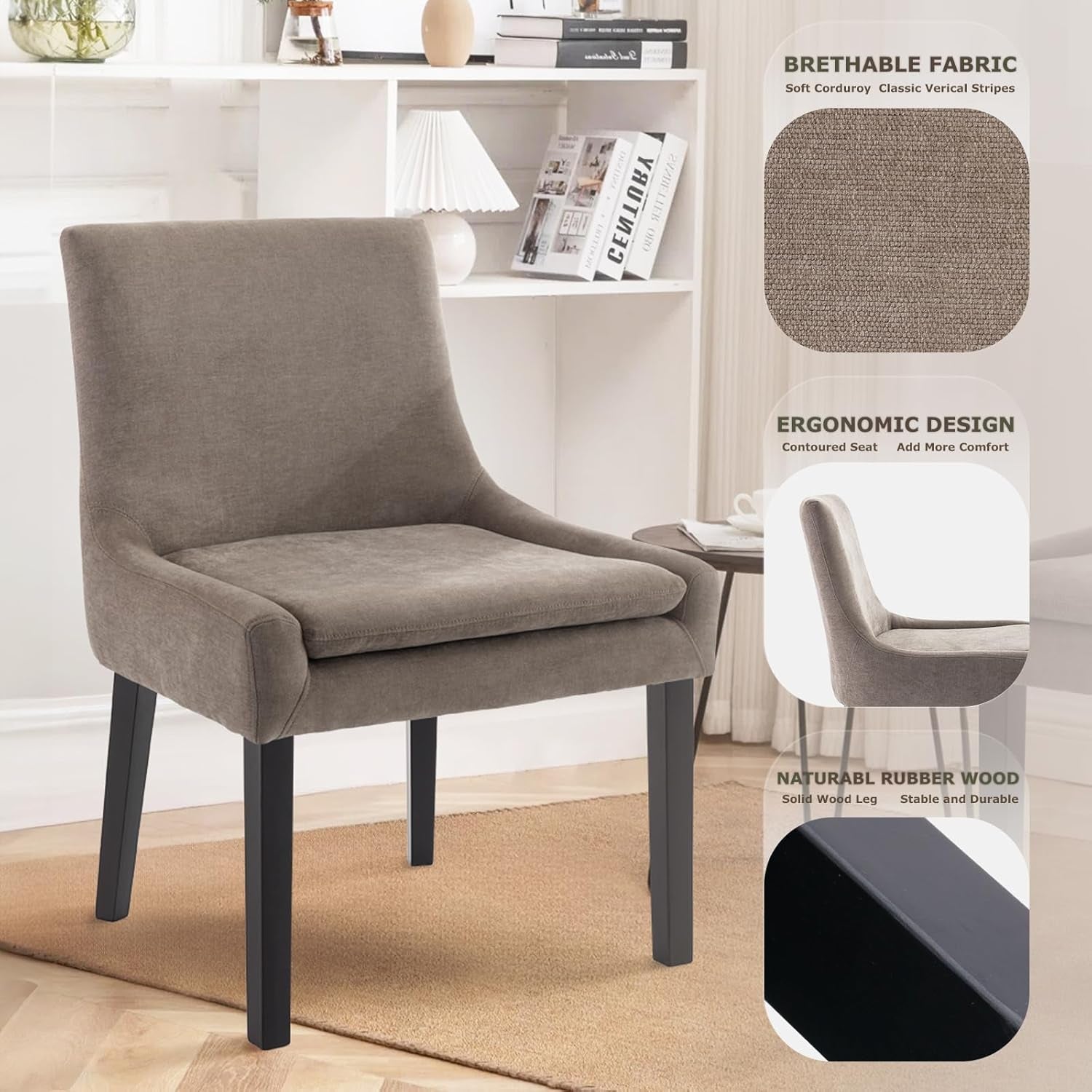 Hardy Haus Luxurious Camel Upholstered Dining Chairs with Wood