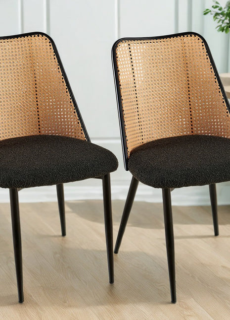 Set of Black Rattan Dining Chairs-2