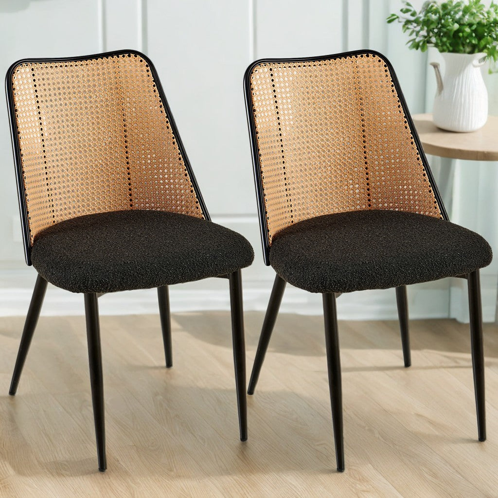 Set of Black Rattan Dining Chairs-2