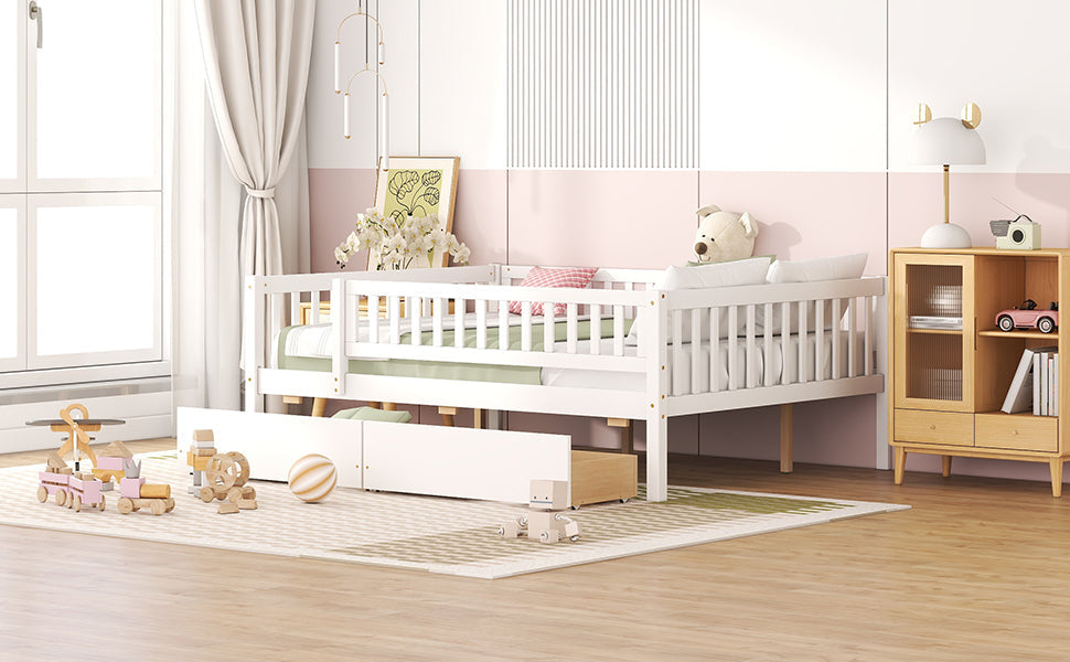 Full Size Daybed Wood Bed with Two Drawers