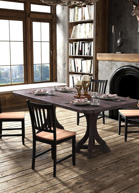 Wooden Dining Chairs Set of 4, Farmhouse Kitchen Chair with Rubber Wood Legs, Easy to Assemble Armless Dining Side Chairs, Dining Room Chairs, Black-1