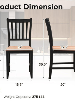Wooden Dining Chairs Set of 4, Farmhouse Kitchen Chair with Rubber Wood Legs, Easy to Assemble Armless Dining Side Chairs, Dining Room Chairs, Black-2