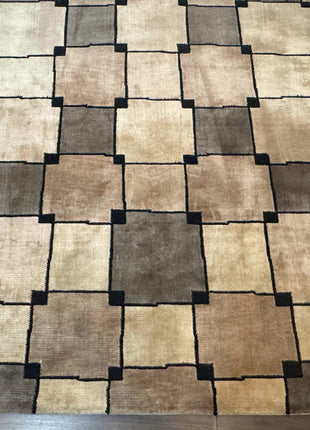 Tibetan Wool Rug 5x8, Contemporary Modern Carpet, Abstract Design, Soft Thick Pile, Pair B-4
