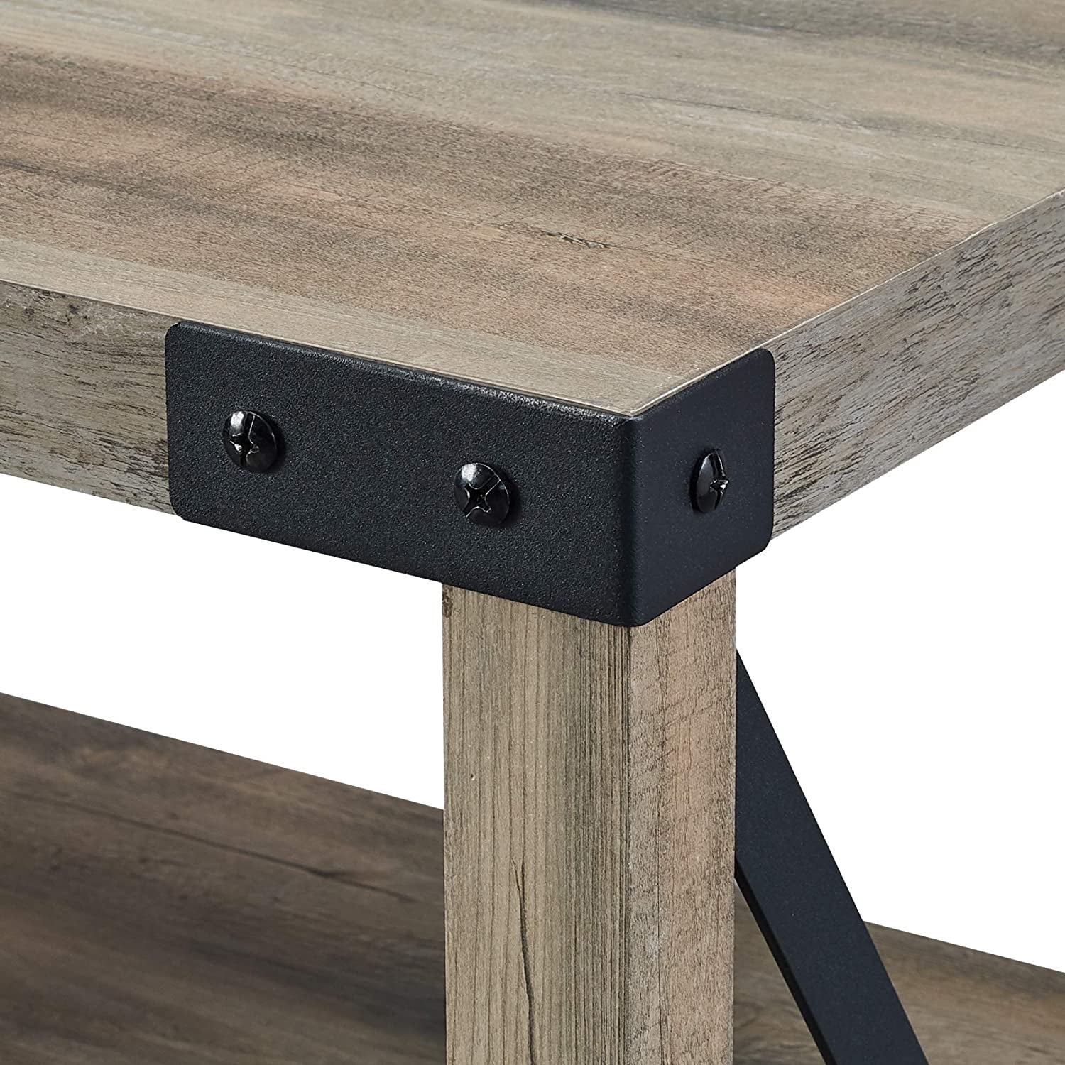 Rustic Modern 70 Inch TV Console With Open Shelves
