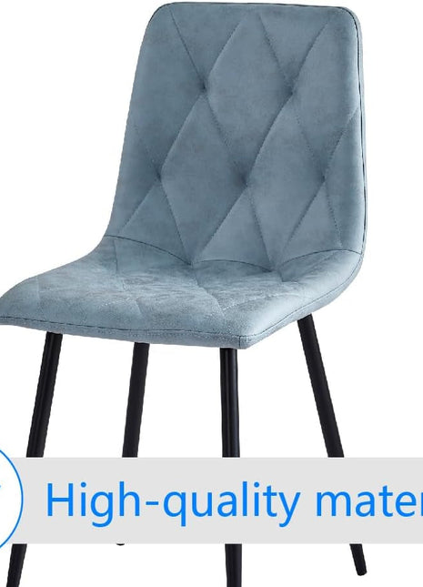 4 Set of Dining Chairs, Metal Frame Dining Chair for Kitchen Room,Technology Cloth Seat Chair for Living Room, Bedroom(Light Blue)-2