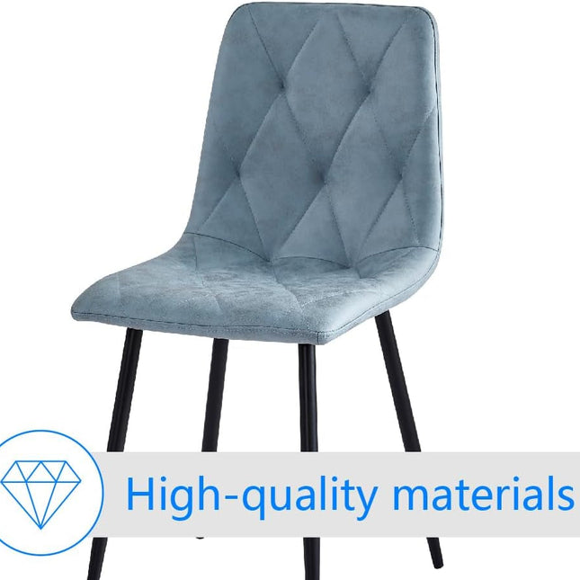 4 Set of Dining Chairs, Metal Frame Dining Chair for Kitchen Room,Technology Cloth Seat Chair for Living Room, Bedroom(Light Blue)-2