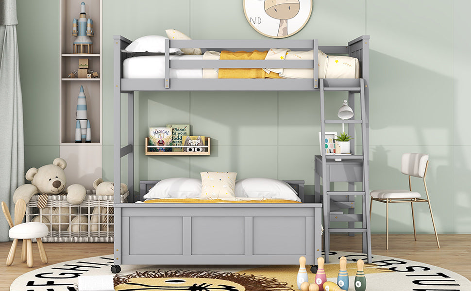 Twin Over Full Bunk Bed with Desk