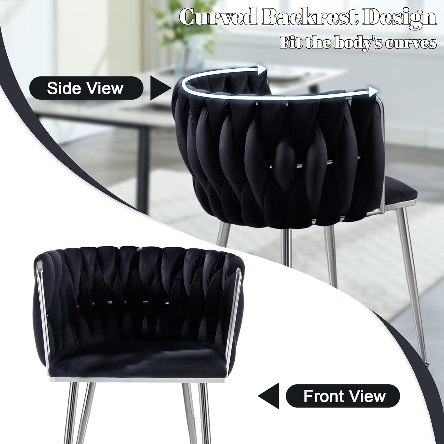 Hardy Haus Black Velvet Upholstered Dining Chairs For Couples – Set of 2
