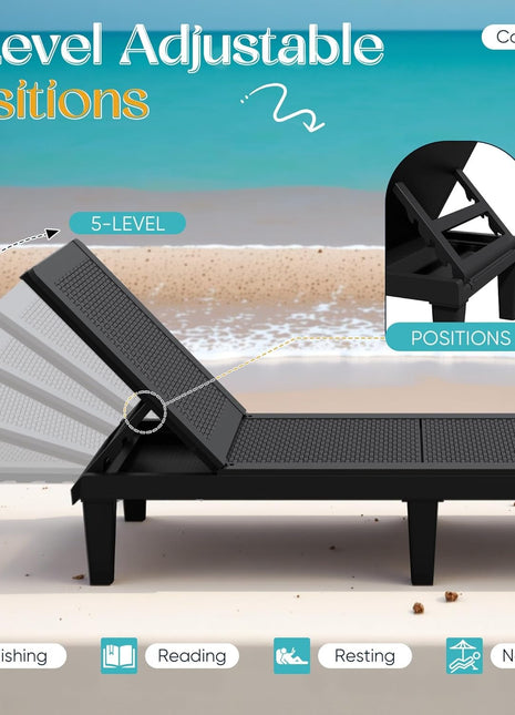 Adjustable Outdoor Chaise Lounge Chairs Set for Relaxation-2