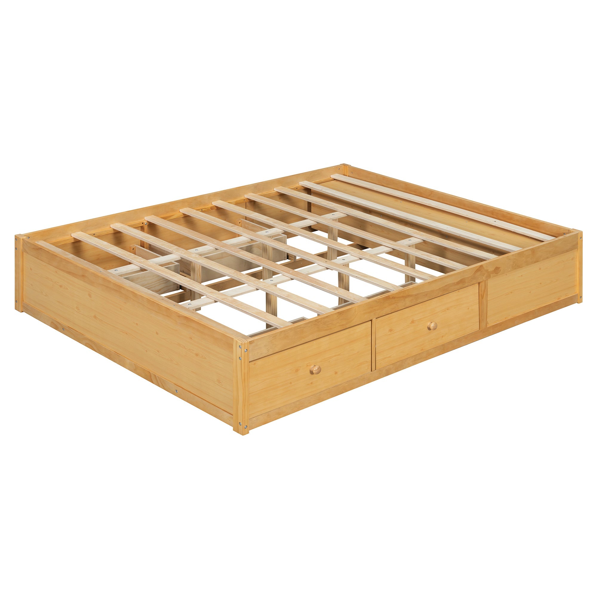 Platform Bed Frame with 4 Storage Drawers and Hydraulic Lift Footboard