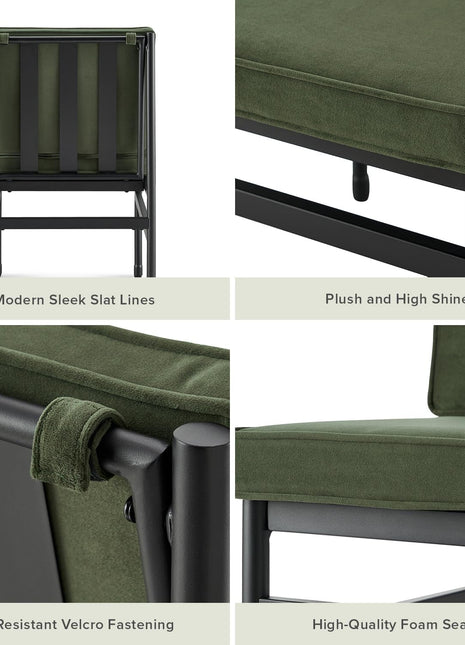 Odelia Dining Chairs, Kitchen Chairs, Dining Room Chairs, Black Dining Chairs, Sturdy Bifma-Certified Rust-Free Metal Frame and Removable Cushion Covers (2, Olive Green Velvet, One Size)-2