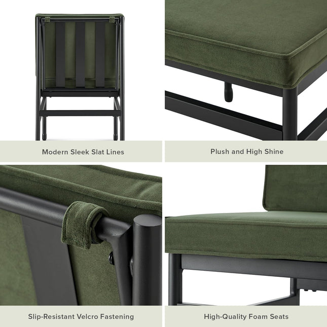 Odelia Dining Chairs, Kitchen Chairs, Dining Room Chairs, Black Dining Chairs, Sturdy Bifma-Certified Rust-Free Metal Frame and Removable Cushion Covers (2, Olive Green Velvet, One Size)-2